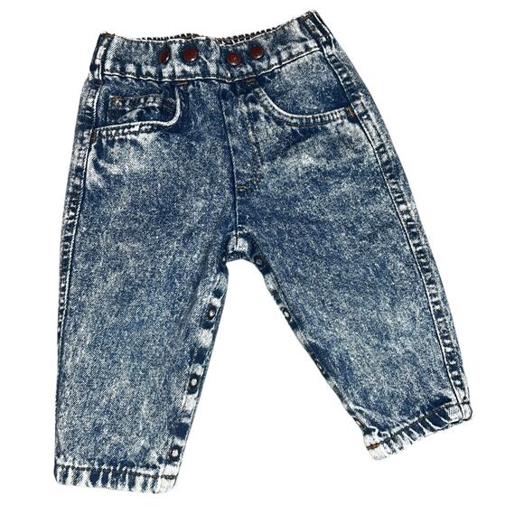 Vintage Little Levi's acid wash denim pull on jeans size 12 months made in USA - Picture 1 of 10